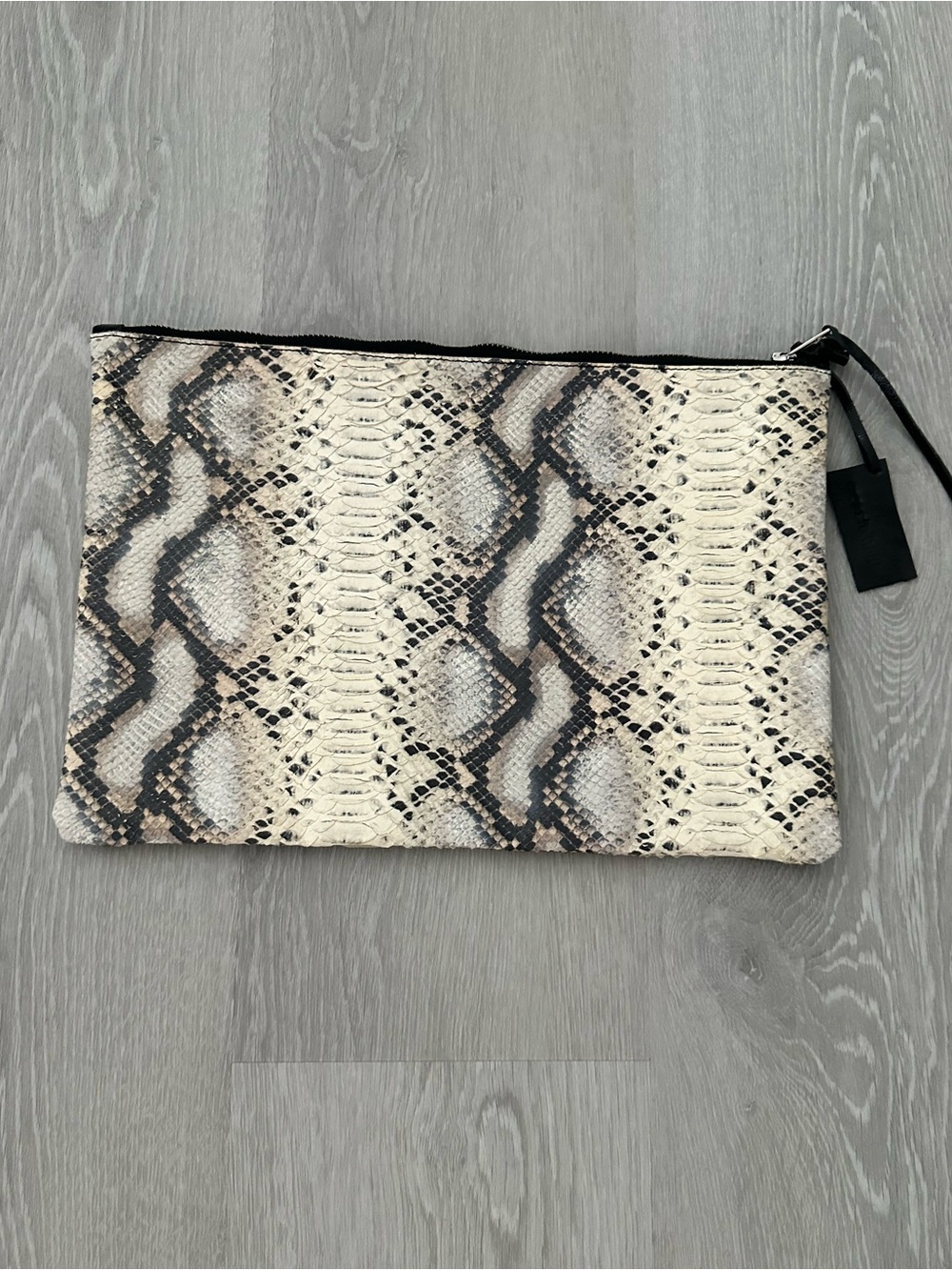 Morele Bags Snake Skin Embossed Leather Clutch